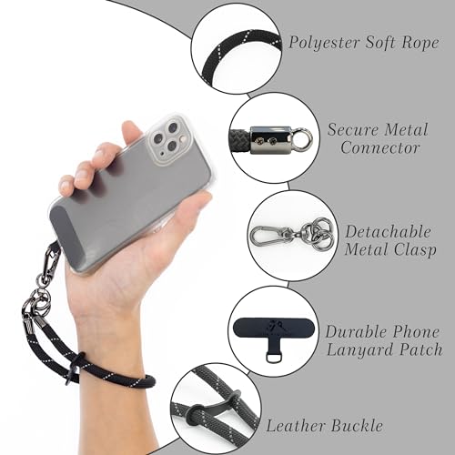Cell Phone Wrist Strap Phone Lanyard Rope Wrist Lanyard Outdoor Activities - color: Black Reflective