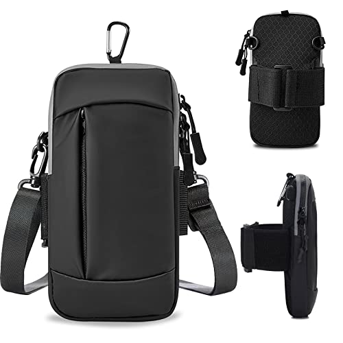 Phone Holder for Running Armband Cell Phone Purse Crossbody for Women Men Kids,iPhone 17 16 16e 15 14 13 12 11 Pro Max Xs Xr X Plus Air SE Mini Galaxy Ultra Edge S26 S25 S24 Note Bag Arm Band - color: 01-Black with Crossbody Strap&Hook