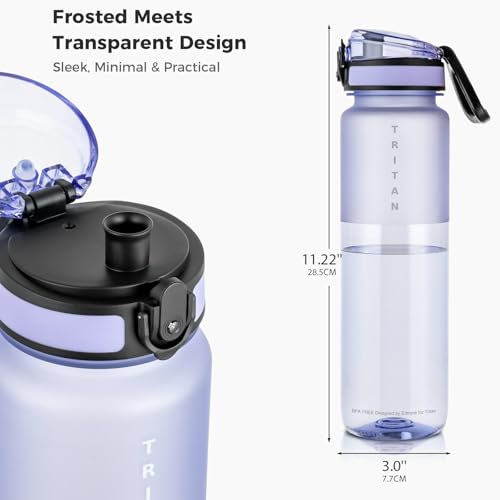 32oz Clear Tritan Water Bottle with Chug Lid - color: Lavender