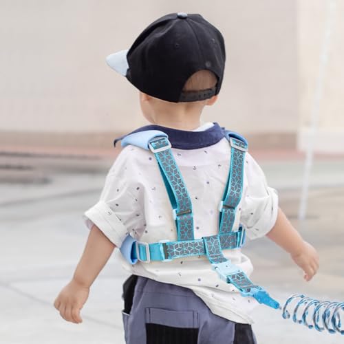 Toddler Leash Harness Backpack 4-in-1, Anti Lost Wrist Link & Safety Strap for Kids Boys Girls, Reflective Adjustable Baby Walking Belt for Park Zoo Travel, Child Cute Reins (Blue) - color: Blue
