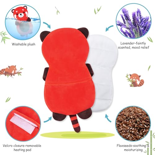 Red Panda Microwave Heating Pad for Period Cramps Pain Relief - style: Red Panda