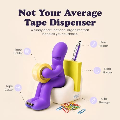 The Butt Tape Dispenser – Funny Purple Desk Accessories, Office Gag Gift - color: Purple