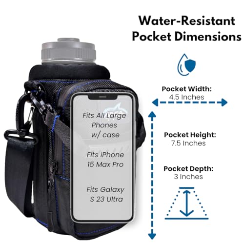 Arca Gear Hydro Carrier 32 oz Small - Insulated Water Bottle Sling w/Carry Handle, Shoulder Strap, Wallet and Two Pouches - The Perfect Flask Accessory - color: Aqua Camo