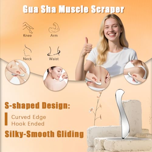 zxbaers 2PCS Trigger Point Massage Tool, Body Scraper Massage Tool, Stainless Steel Body Gua Sha Tool for Deep Tissue Pain Relief & Fascia Release