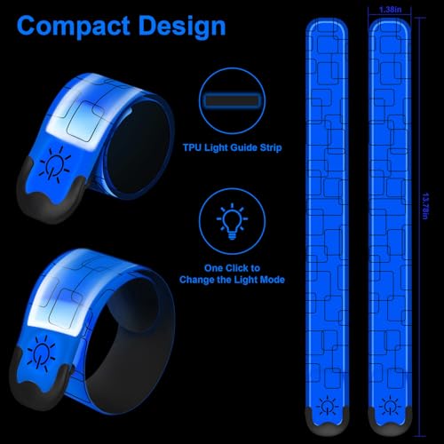 LED Armband Rechargeable, 2Pcs High Visibility Running Gear for Night - color: Blue