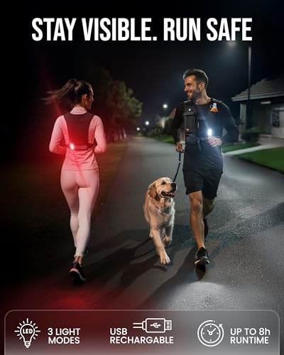 Running Vest for Women Men-Reflective Running Hydration Vest with 500ml Soft Water Bottle, Phone Holder, 2 LED Lights USB Rechargeable-7 Pockets Runners Backpack Marathon - size: Medium-Large