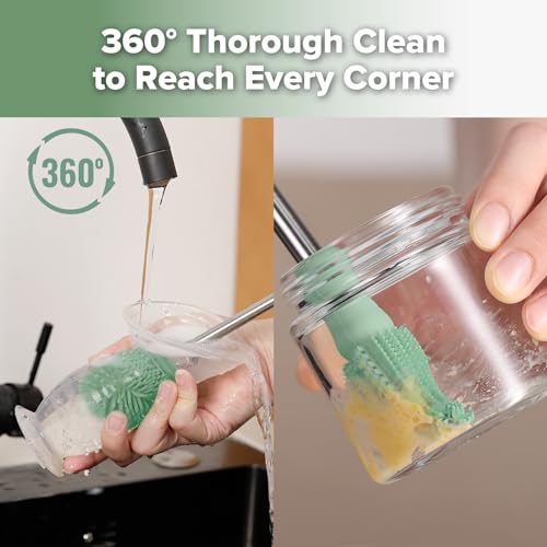 Haakaa Silicone Cleaning Brush for Baby Bottles & Crevices, Pea Green, 1PK - color: Pea Green, size: 1 Piece Set