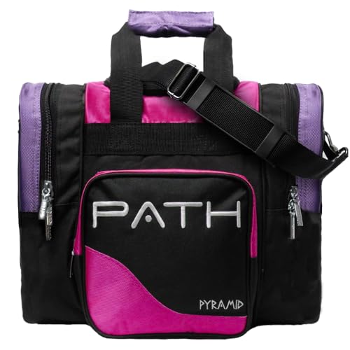 Pyramid Path Pro Deluxe Single Bowling Ball Tote - Holds One Ball, One Pair Shoes Up to Mens 15 - color: Hot Pink/Purple