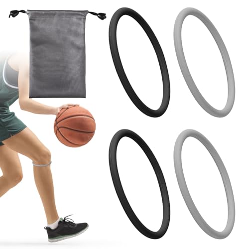 BOXOB 4pcs Patellar Tendon Support Straps, Silicone Knee Band Flexible Knee Patella Strap Patellar Tendon Knee Strap Brace Fixed Knee Stabilizer Rings for Running Basketball Sports Men Women