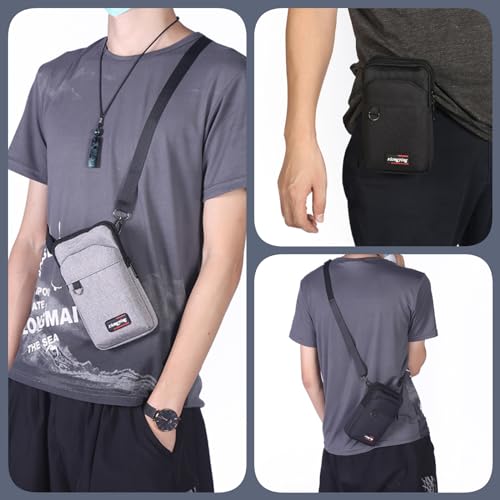 Travel Cell Phone Pouch Belt Pouch, Phone Holster Crossbody Bag with Shoulder Strap for iPhone Case Holder for Hand with Neck Lanyard Smartphone Walking Passport Wallet (Light Grey B) - color: Light Grey B
