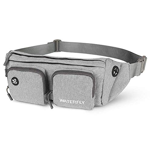 WATERFLY Fanny Pack Waist Bag: Travel Hip Pouch Bum Bag Plus Size Crossbody Fannie Pack Adjustable Belt Waistpack Phanny Fannypack for Man Woman Hiking Walking Jogging