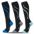 fenglaoda 3 Pairs Compression Socks for Women & Men Knee High Nurse Pregnant Cute Medical Running Travel Athletic - color: 00-3pairs-16, size: Large-X-Large