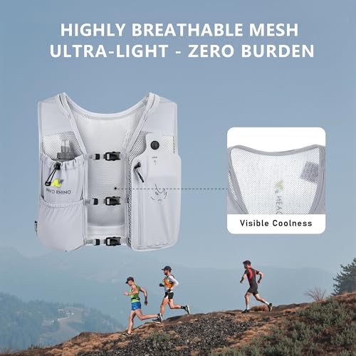 N NEVO RHINO Running Vest with 350ML TPU Soft Flask,Adjustable Chest Straps - color: Gray