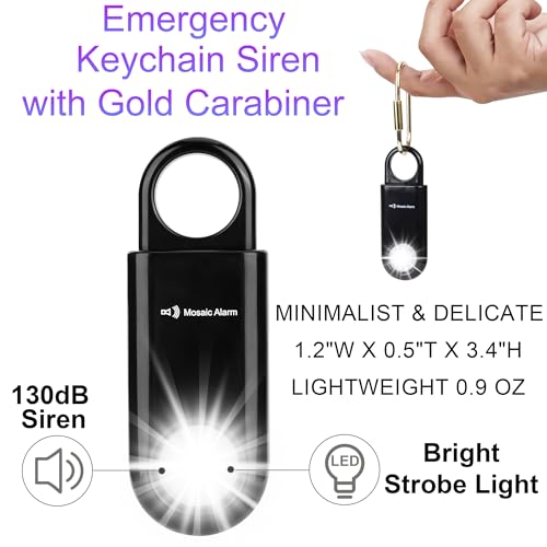 130db Personal Safety Alarm with Ultra Bright Strobe Light. Black - color: Black, style: Button cell