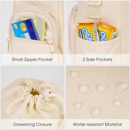 sportsnew 40oz Insulated Crossbody Water Bottle Sling Bag w/Phone Pocket - color: Beige