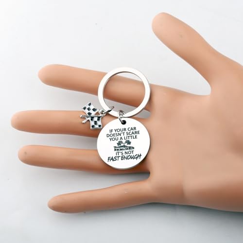 FUSTMW Race Car Gifts for Racers Checkered Flag Keychain Black and White Racing Flag Keyring Racing Fans Gifts Race Day Gift