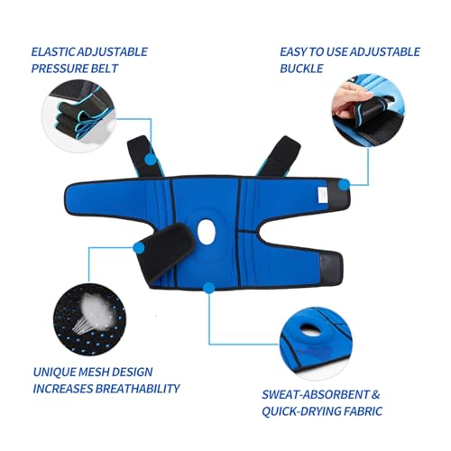 DOUFURT Knee Brace for Men & Women, Side Stabilizers & Patella Gel Pads - color: Blue & Black, size: Medium(Pack of 1)