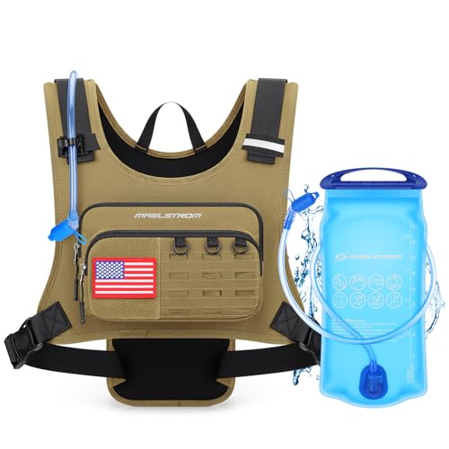 Maelstrom Hydration Running Vest with 2L Water Bladder for Men Women - color: Khaki