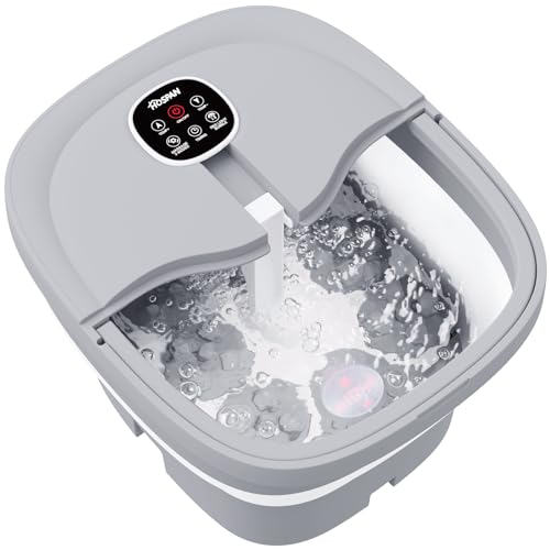 HOSPAN Collapsible Foot Spa Electric Rotary Massage, Foot Bath with Heat, Bubble, Remote, and 24 Motorized Shiatsu Massage Balls. Pedicure Foot Spa for Feet Stress Relief - color: Gray