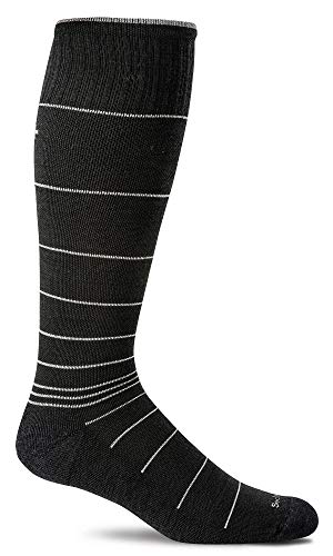 Sockwell Men's Circulator Moderate Graduated Compression Sock - color: Black Stripe, size: Medium-Large