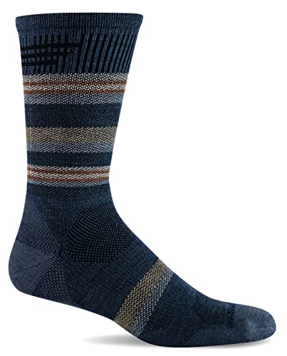 Sockwell Men's Parks Twill Moderate Graduated Compression Crew Sock - color: Denim, size: Medium-Large