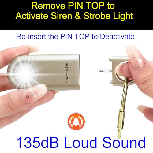 135dB Rechargeable Personal Alarm with Ultra Bright Flashlight - color: Gold, style: Rechargeable & Built-in Flashlight