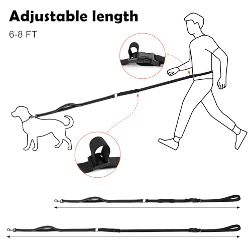 XiaZ Hands Free Dog Leash,Versatile Hands Free Leash,5.9-7.9 FT Waist Belt with Double Handles for Small Medium and Large Dogs Walking, Running and Jogging, Black - color: BasicBlack