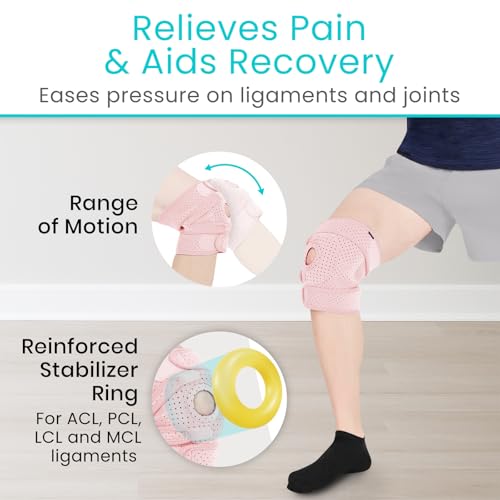 Vive Knee Brace for Meniscus Tear - ACL & Patella Support Knee Brace - color: Pink