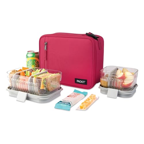 PackIt Freezable Classic Lunch Box, Magenta - color: Magenta