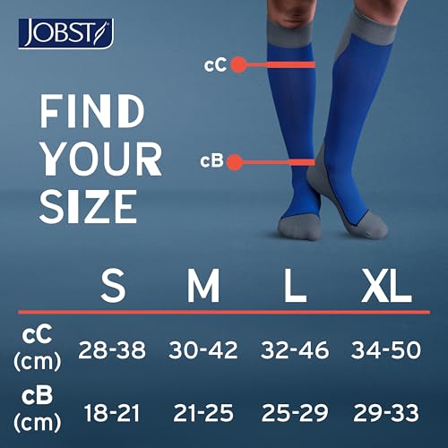 JOBST Sport Knee High 15-20 mmHg Compression Socks, Royal Blue/Grey, Small - color: Royal Blue/Grey, size: Small (1 Pair)