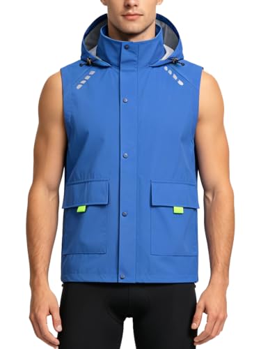 Little Donkey Andy Men's Hooded Cycling Vest - color: Blue, size: Medium