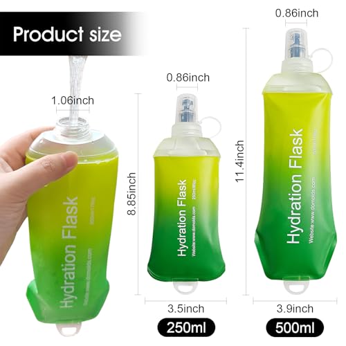 WILDREEDS 250ml Soft Flask, TPU Collapsible Soft Water Bottle for Hydration Pack, Running Vest, Folding Water Bottle for Hiking Cycling Climbing-1Pcs, Yellow to Green - color: 250ml Yellow to Green