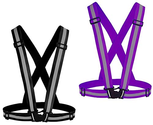Chiwo Reflective Vest Running Gear 2Pack, High Visibility Safety Vest - color: Blank Purple