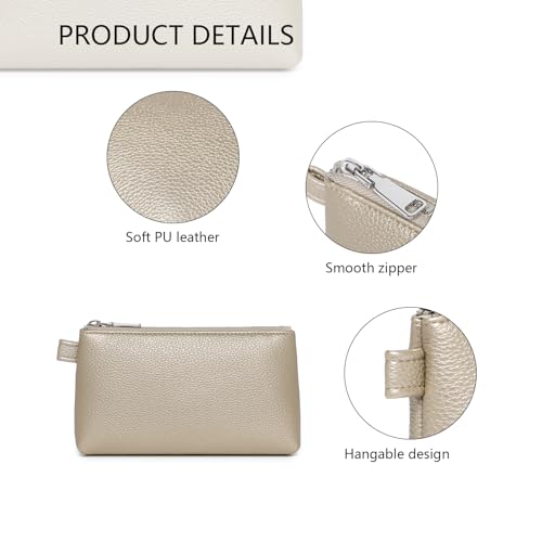 Small Makeup Bag for Purse, Leather Cosmetic (Pearl White Tea) - color: Pearl White Tea
