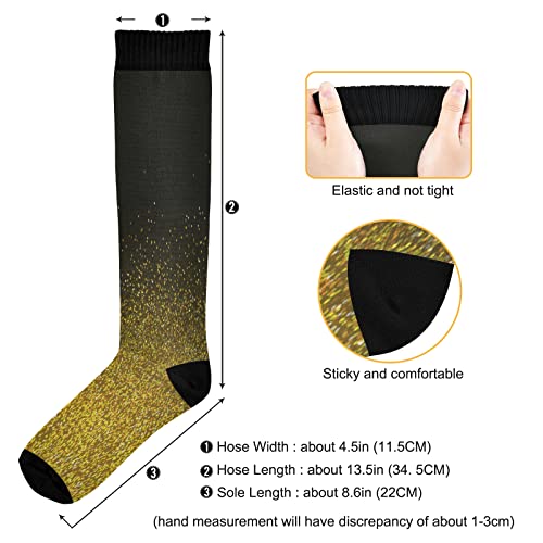 KLL Christmas Compression Socks for Men and Women Golden Glitter In Shiny Red Knee High Socks - color: Gold Glitter Gradient Background