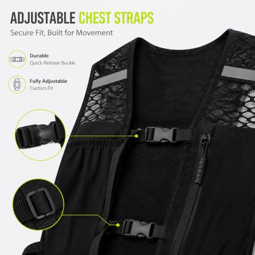 Simptech Running Vest Belt Bag - Lightweight Reflective Chest Pack Backpack, Adjustable Straps, Quick-Access Phone Holder, Running Gear for Men Women Hiking Cycling