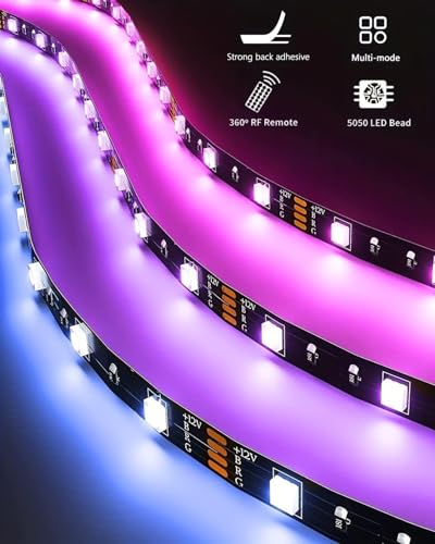 LED Strip Lights 4 Pcs 1.64FT RGB Small LED Light Strips Kit Dimmable RGB 5050 Color Changing Tape Lights TV Backlight Display Case Lights Shelves Lighting with APP & RF Remote and Power Supply - color: 4 x 16.4FT(6.56FT)