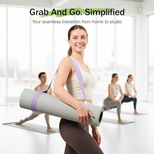 Slim Panda Yoga Mat Strap, Adjustable Soft Cotton Carrier - color: Lavender, size: 72 inches