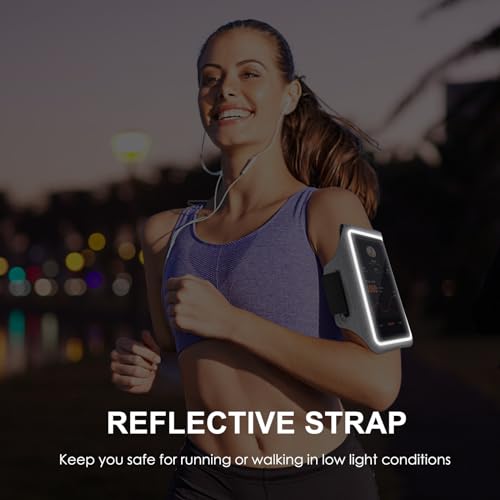GUZACK Running Armband with Key Pockets & Card Slot, Up to 6.9", Medium - color: Gray, size: M