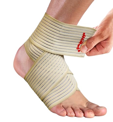 HiRui Foot & Ankle Brace 2 Pack, Adjustable Compression Wrap for Men & Women – Helps with Sprains, Plantar Fasciitis, Achilles Tendonitis, Arthritis, Running, Sports, Gym – Fits in Shoes (Beige) - color: Beige