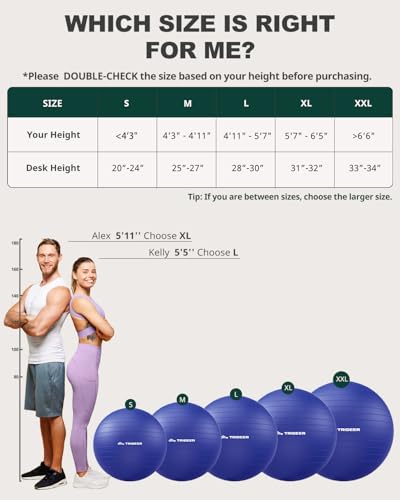 Trideer Yoga Ball for Exercise, Pregnancy, Exercise Ball, Pump Included - color: Indigo, size: XL(27-30ines/68-75cm)