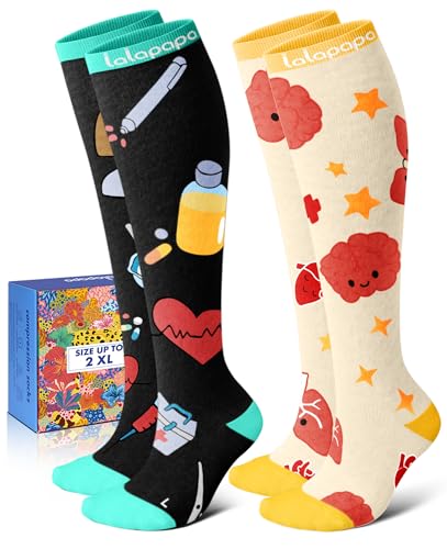 Thick Soft Cotton Compression Socks - color: Nurse Elements, size: Small-Medium
