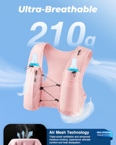 Running Vest for Women Men, 500ml Soft Flask & Phone Holder - color: Pink, size: Medium-Large