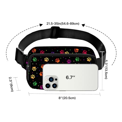 Paw Print Fanny Pack Women Fashion Belt Bag Waterproof Adjustable Strap Waist Pouch Casual Workout Travel Cycling Running - color: Clear