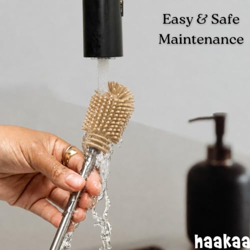 Haakaa Food-Grade Silicone Double-Ended Cleaning Brush (Brush-Champagne) - color: Brush-champagne