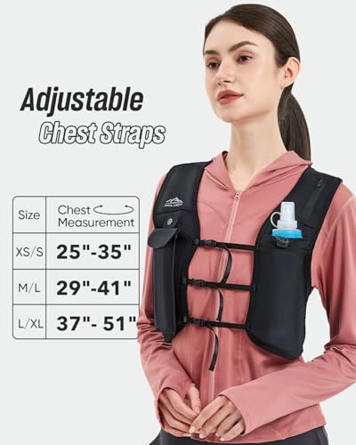 Running Vest for Women Men, USA Original Patent, Adjustable Chest Straps Running Hydration Vest with Dual 500ml Soft Flask, Breathable Reflective Hydration Backpack for Hiking