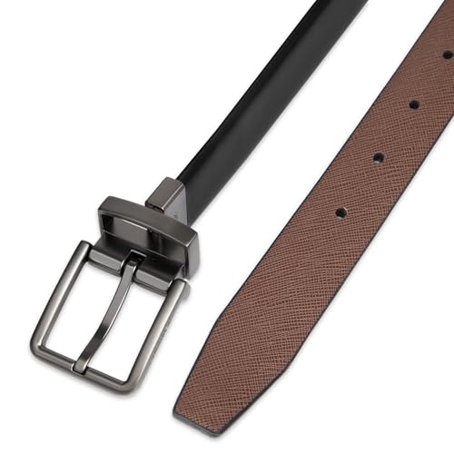 Calvin Klein Men’s Reversible Leather Belt - 2‑in‑1 Versatile Modern Style - color: Black/Brown, size: Small (30-32)
