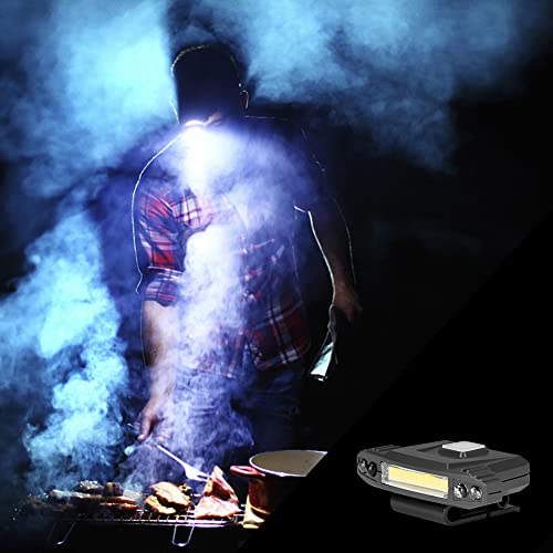 LED Rechargeable Clip-On Hat Light,COB Hands-Free Cap Torch Headlamp with White Light,Green Light and Motion Sensor for Outdoor Activities Such as Camping, Hiking, Fishing, Cycling,Hunting