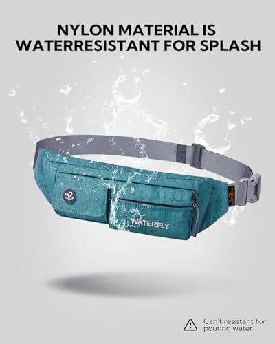 WATERFLY Small Fanny Pack for Women Men, Crossbody Travel Waist Bag - color: Peacock Blue