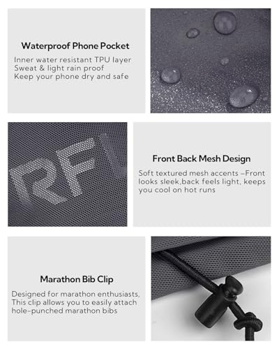 WATERFLY Running Belt Fanny Pack, Runner Race Belt with Bib Clip Dark Gray - color: Dark Gray